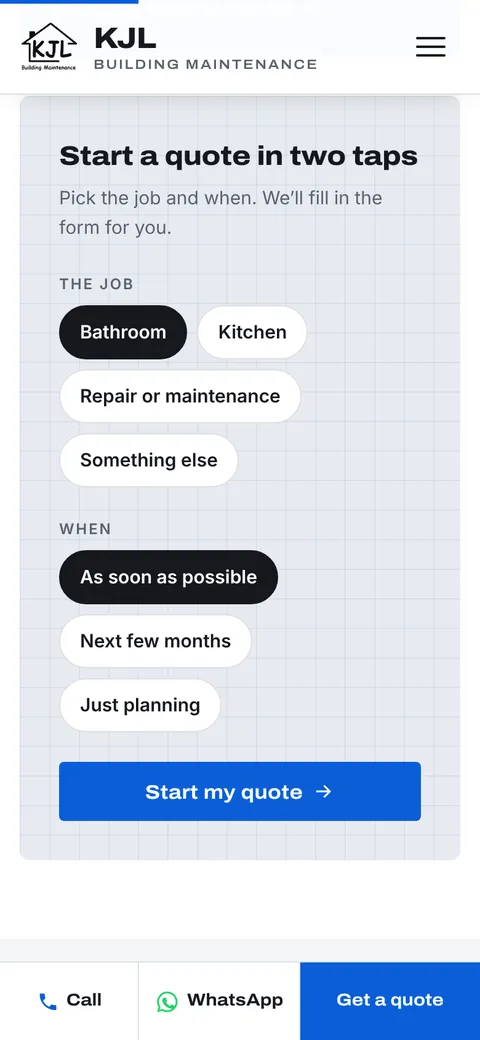 KJL's two-tap quote picker on a phone